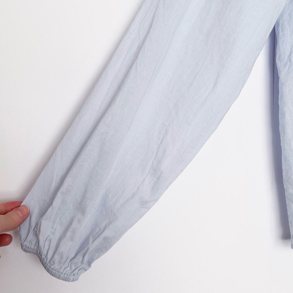 Loft Ruffle Blouse Long Sleeve Cotton Sheer Cottagecore Prairie Size Small Blue - Picture 6 of 16